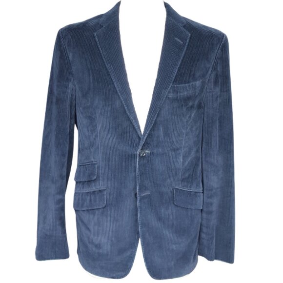 JP Tilford Samuelsohn SZ 38 Navy Blue Corduroy 2 Button Sport Jacket Blazer - Picture 1 of 15